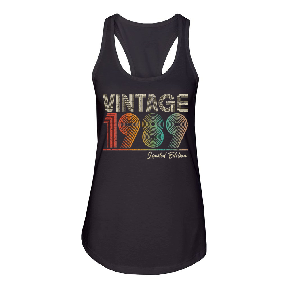 34 Years Old Vintage 1989 34th Birthday Gifts Women's Racerback Tank