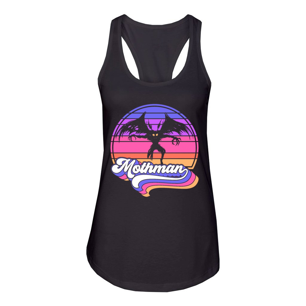 Retro Mothman 80s Cryptid Sunset Gift Women's Racerback Tank