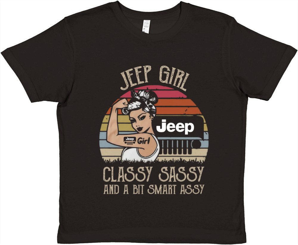 Jeep girl classy sassy and a bit smart assy vintage shirt Premium Kids Crewneck T-shirt