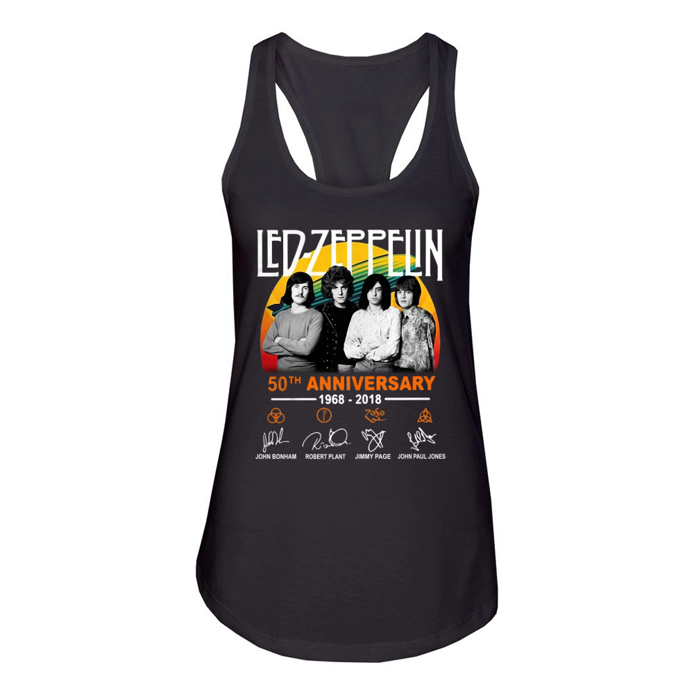 50th Anniversary Led Zeppelin 1968-2018 Signatures shirt Women's Racerback Tank