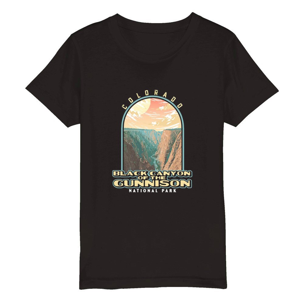 Black Canyon of the Gunnison Colorado Vintage WPA Style Organic Kids Crewneck T-shirt
