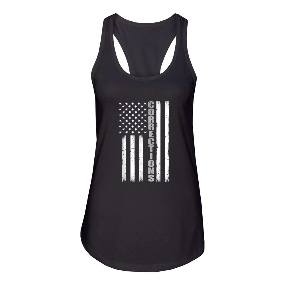 Thin Silver Line American Flag Corrections Women's Racerback Tank