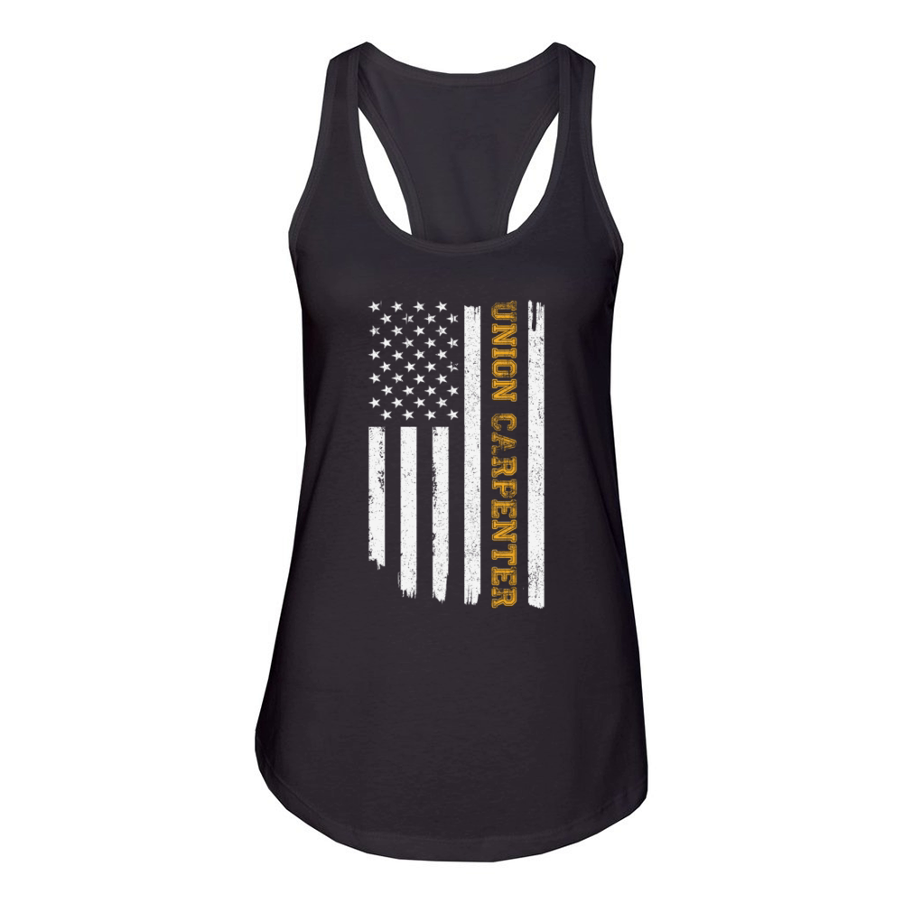 Vintage American USA Flag Union Carpenter Woodwork Women's Racerback Tank