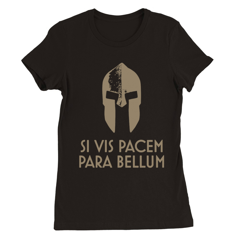 Spartan Helm latin motto Si Vis Pacem Para Bellum T-Shirt Premium Womens Crewneck T-shirt