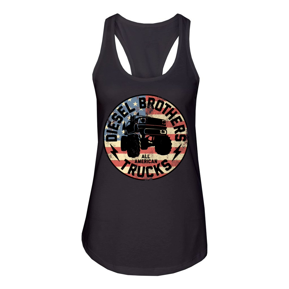 Diesel Brothers Flag Truck Seal Vintage Graphic Women's Racerback Tank