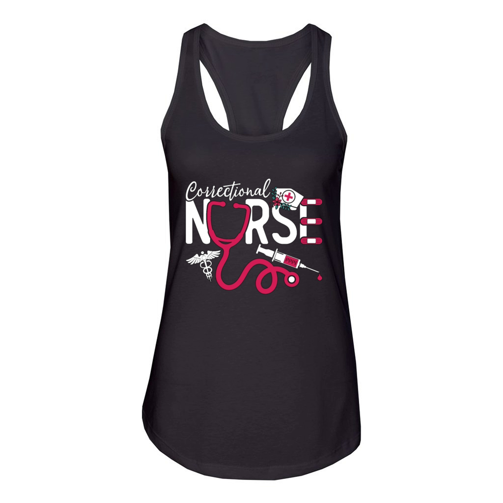 Correctional Nurse Thin Silver Line Prison Nurse Women's Racerback Tank