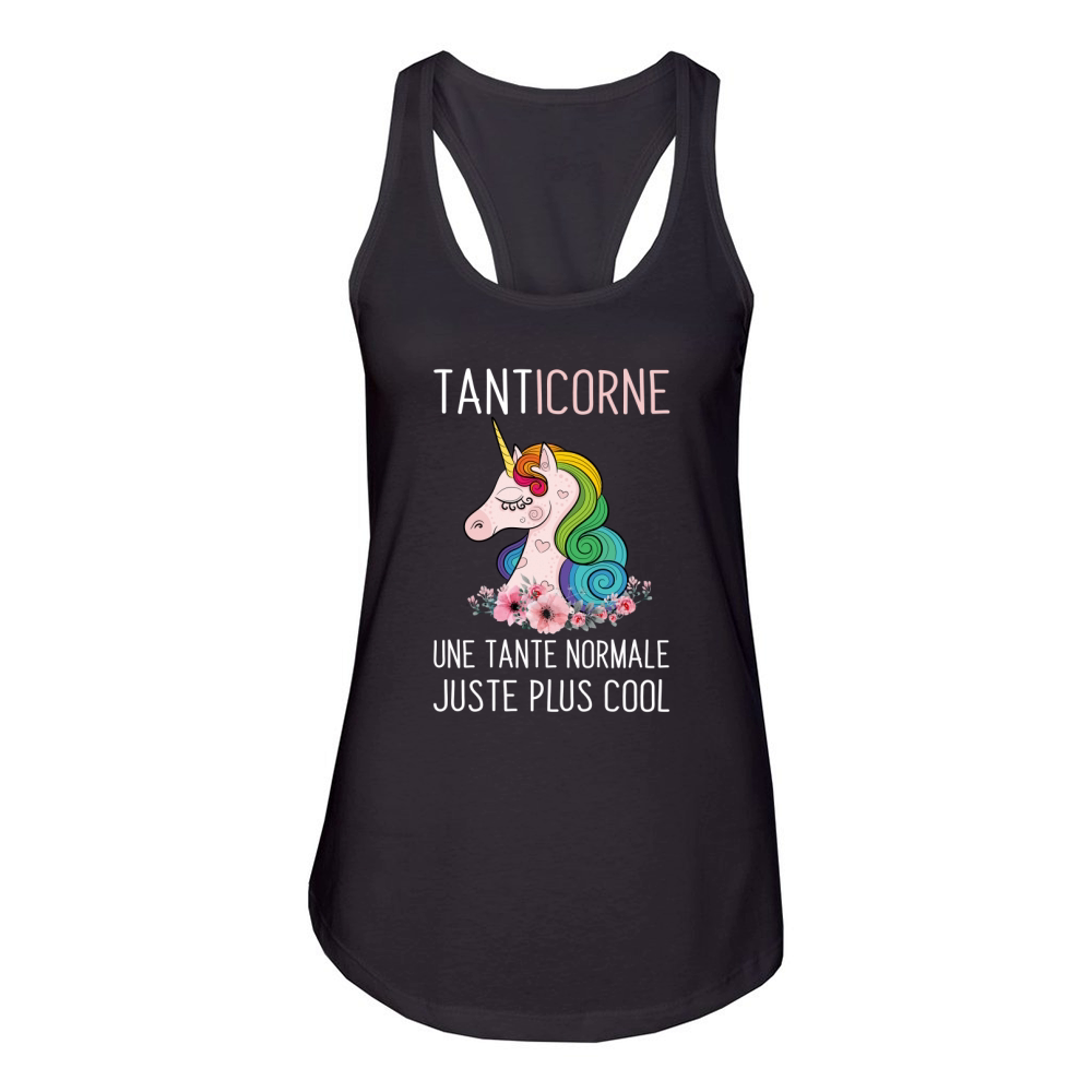 TANTICORNE une tante normale juste plus cool Women's Racerback Tank