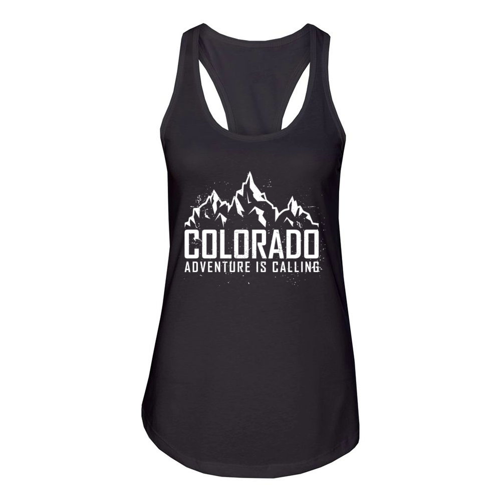 Adventure is calling Colorado Outdoor Mountain Women's Racerback Tank