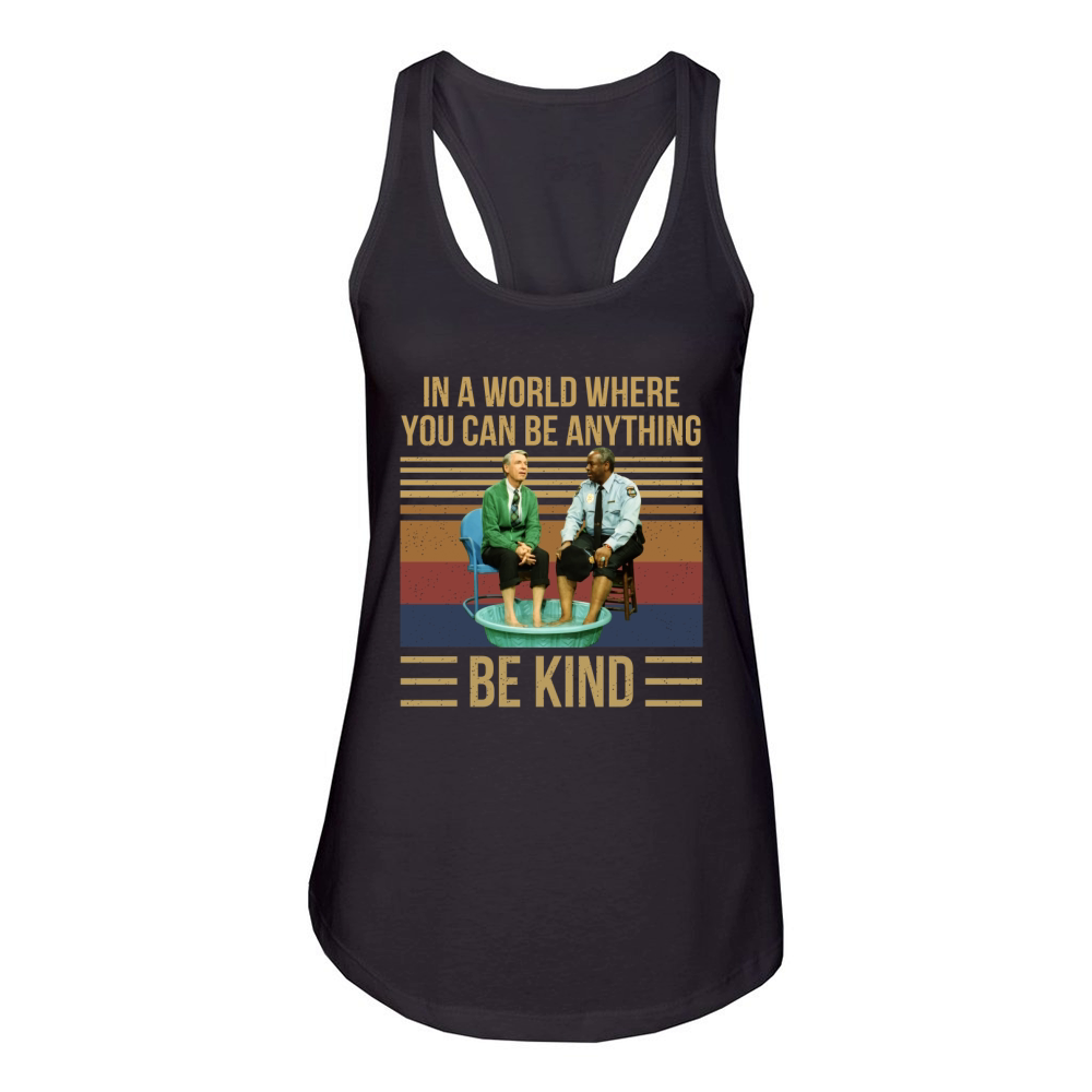 Mr Rogers gay police in a world where you can be anything be kind vintage Women's Racerback Tank