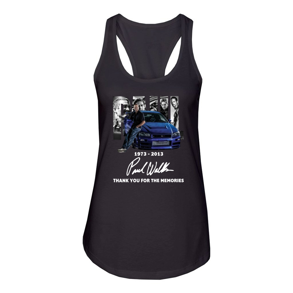 Paul Walker 1973 2013 Signature Thank You For The Memories shirth Women's Racerback Tank