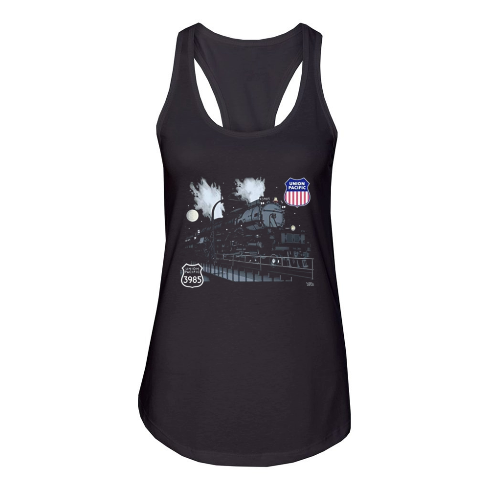 Union Pacific Challenger 3985 at Night Railroad Women's Racerback Tank