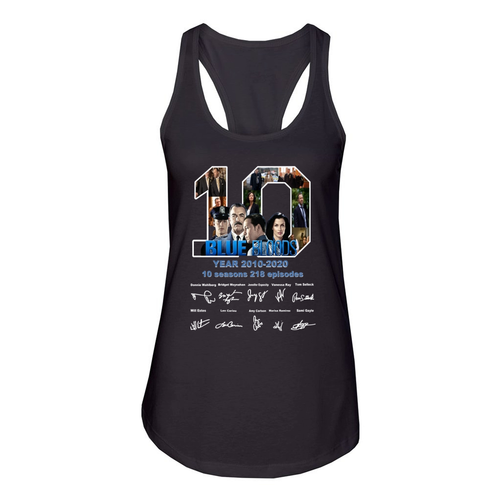 Blue Bloods 10 years anniversary signature shirtn Women's Racerback Tank