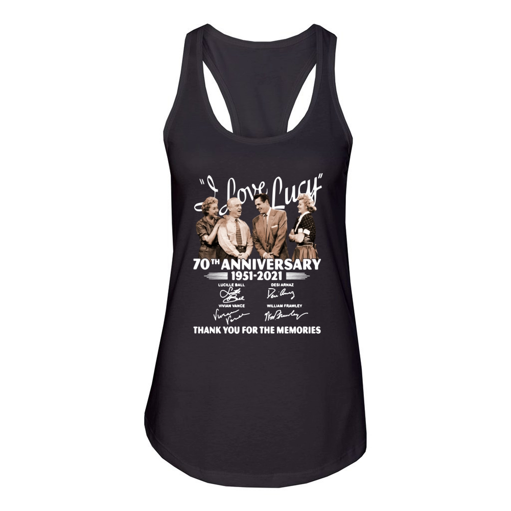 I Love Lucy 70th anniversary 1951 2021 thank you for the memories signatures Women's Racerback Tank