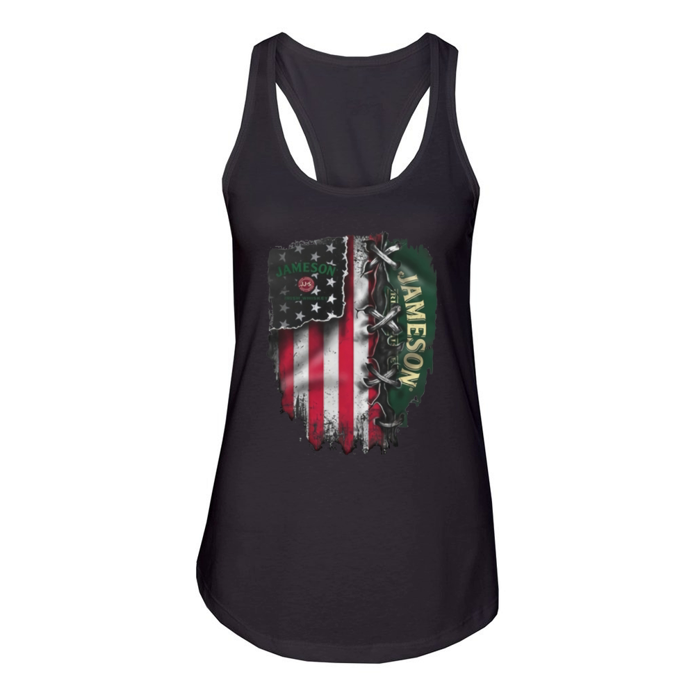 Jameson Irish Whiskey inside American flag Women's Racerback Tank