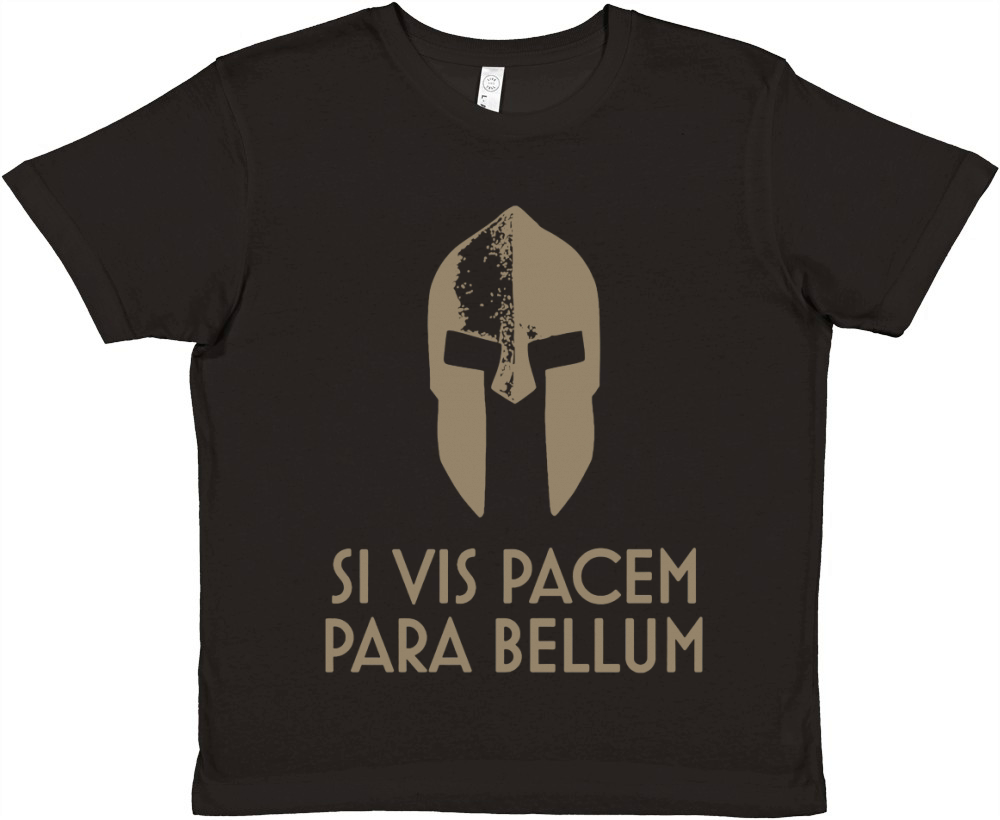 Spartan Helm latin motto Si Vis Pacem Para Bellum T-Shirt Premium Kids Crewneck T-shirt