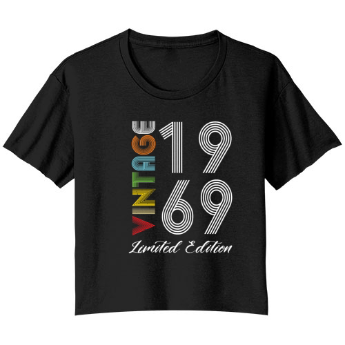 Vintage 1969 Vintage Birthday Retro Vintage Bella Ladies Flowy Crop T-shirt