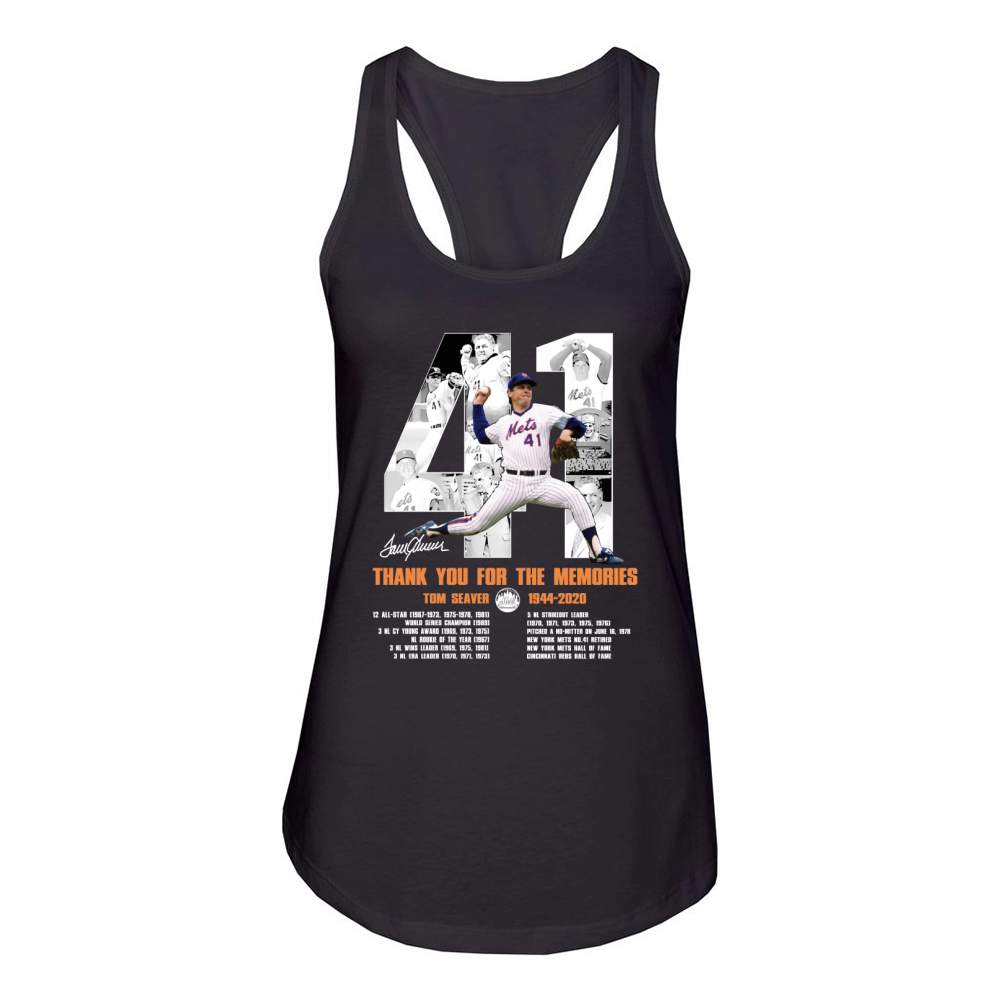 41 Tom Seaver 1944 2020 Thank You For The Memories Signature Women's Racerback Tank
