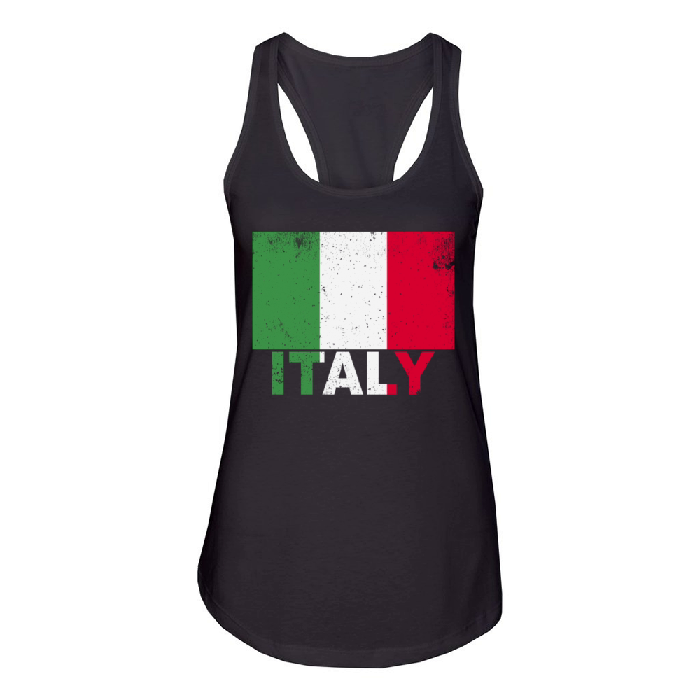 Italy Flag Vintage Italian Nationality Origin Trav Women's Racerback Tank