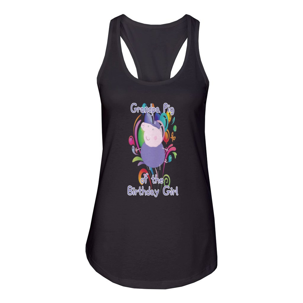peppa pig grandpa pig of the birthday girl Women's Racerback Tank