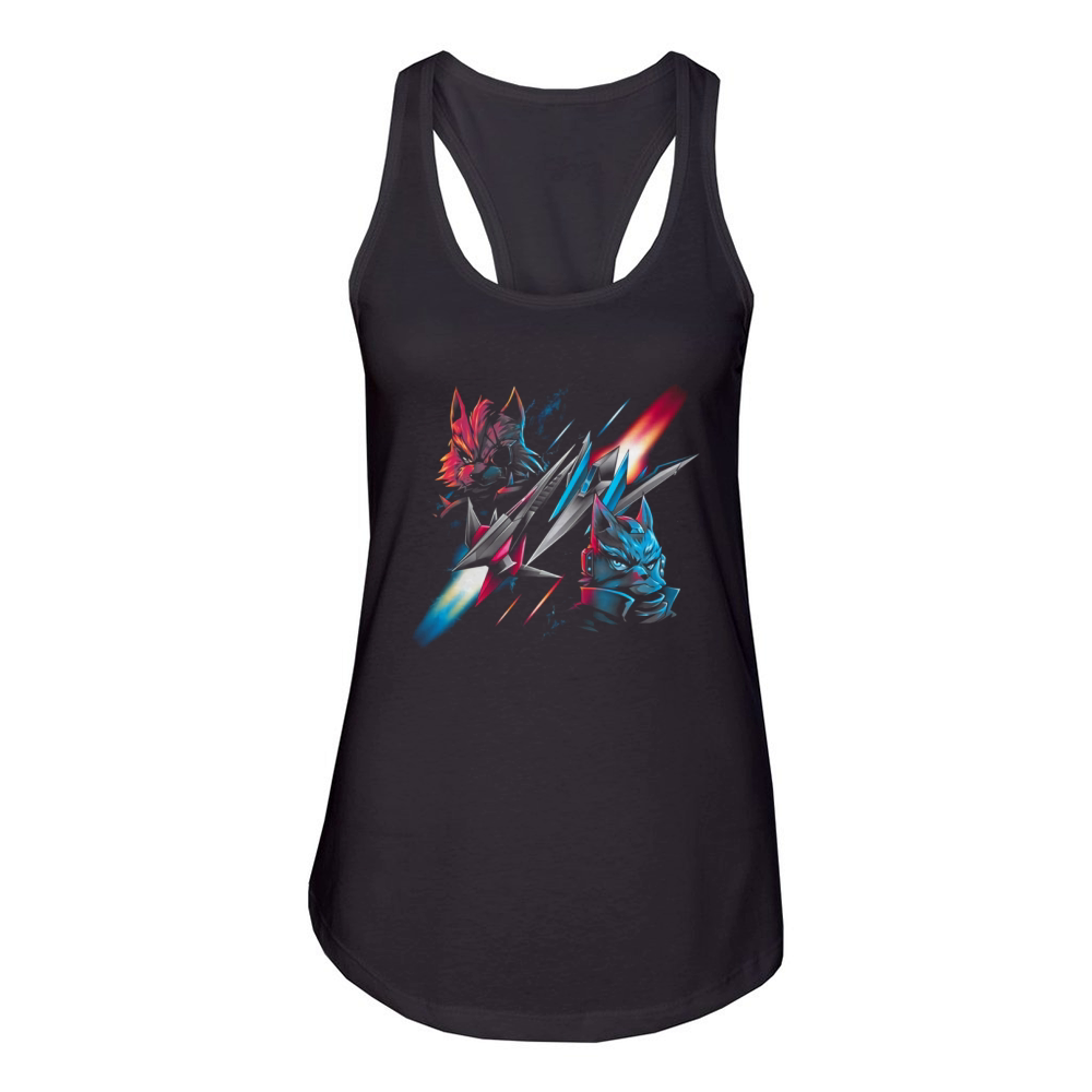 Star Battle Fox Vs Wolf Women's Racerback Tank