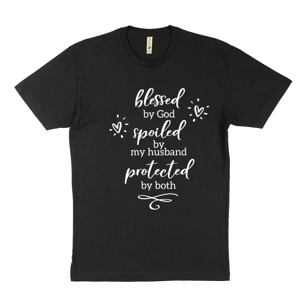 blessed by god spiled by my husband protected by b Sustainable T-Shirt