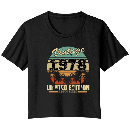 Vintage 1978 vintage retro vintage birthday Bella Ladies Flowy Crop T-shirt