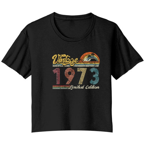 Vintage "Limited Edition" Vintage 1973 Birthday Bella Ladies Flowy Crop T-shirt
