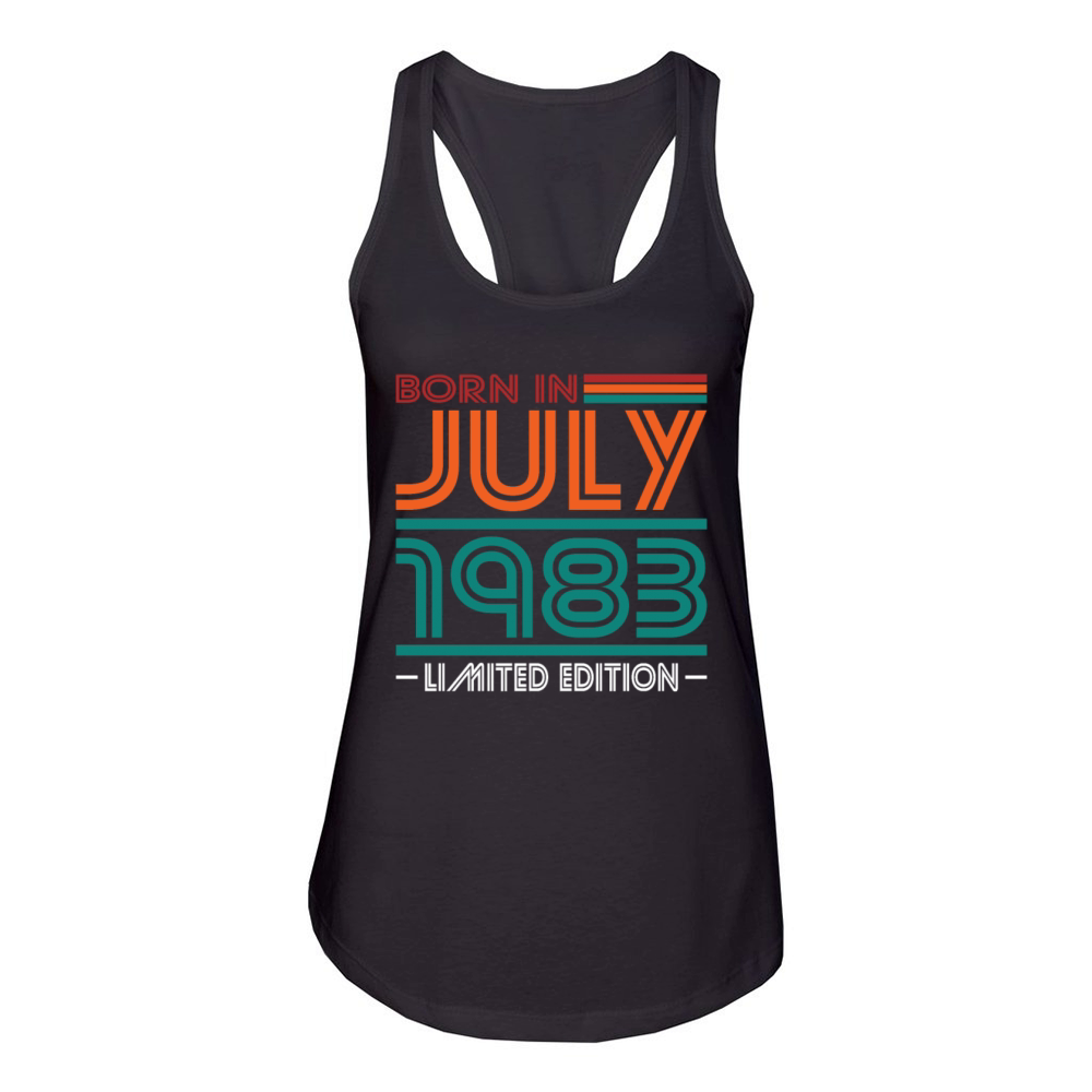 40th birthday july 1983 born in 1983 Women's Racerback Tank