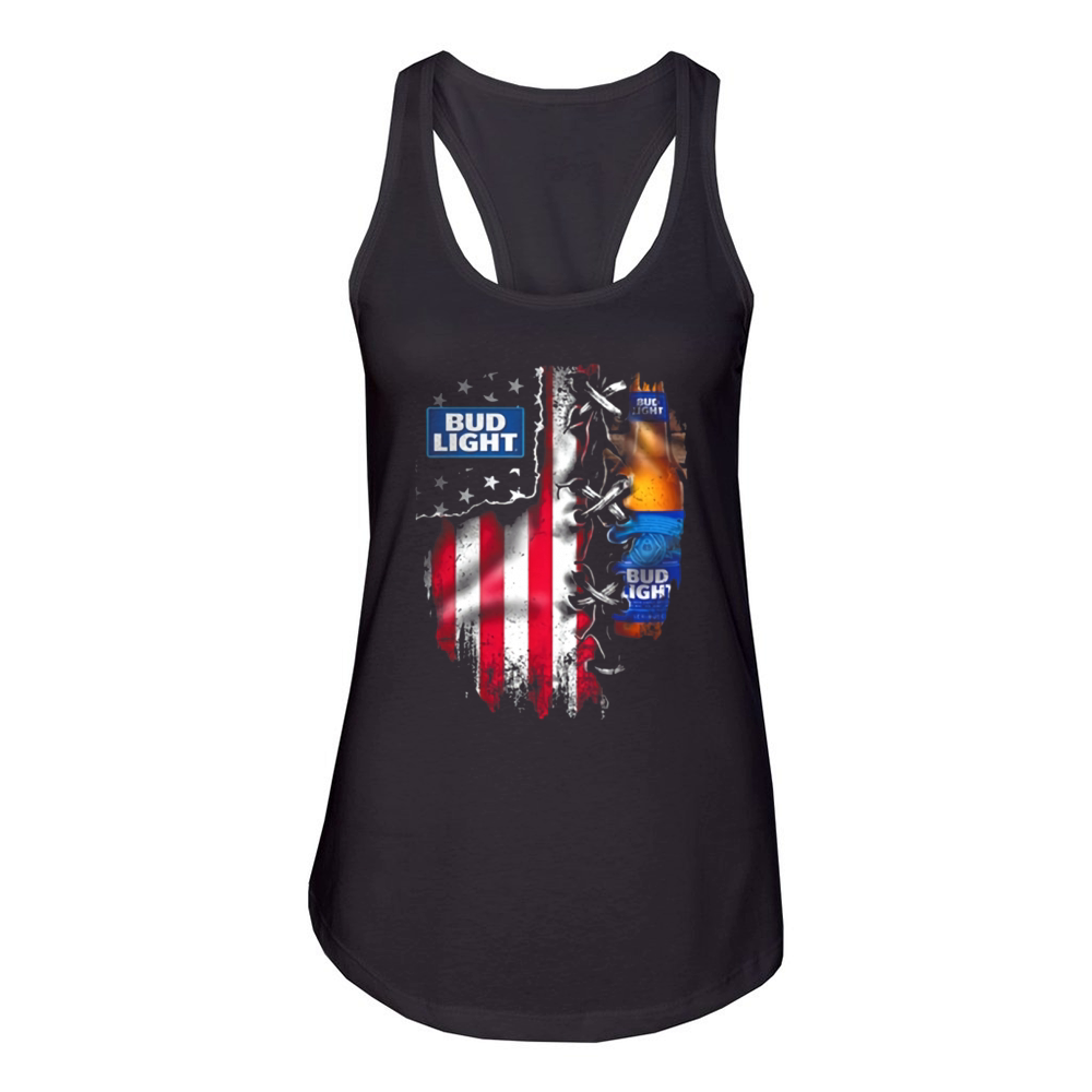 Bud Light inside American flag shirt Women's Racerback Tank