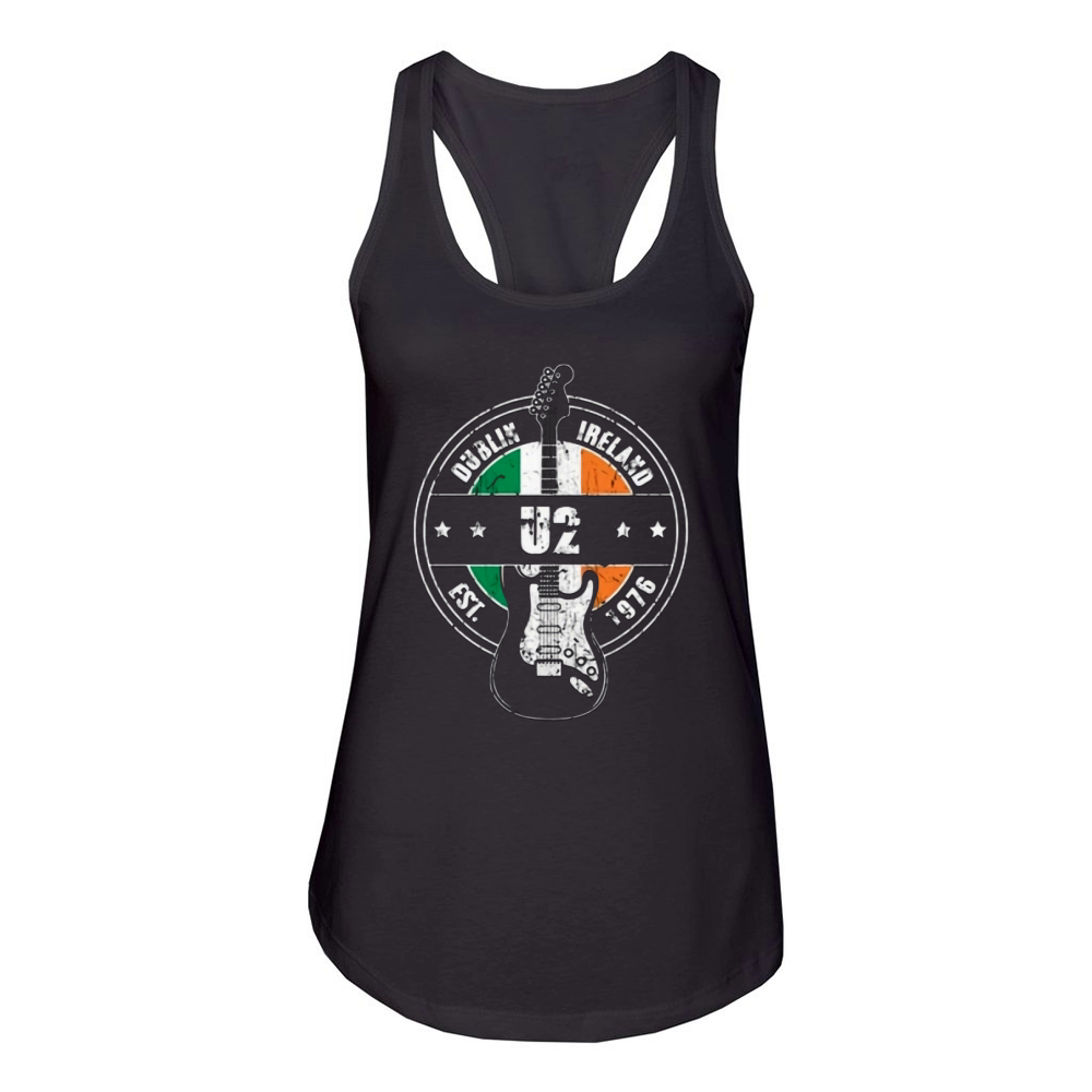 U2 Dublin Ireland Est 1976 guitarist Women's Racerback Tank