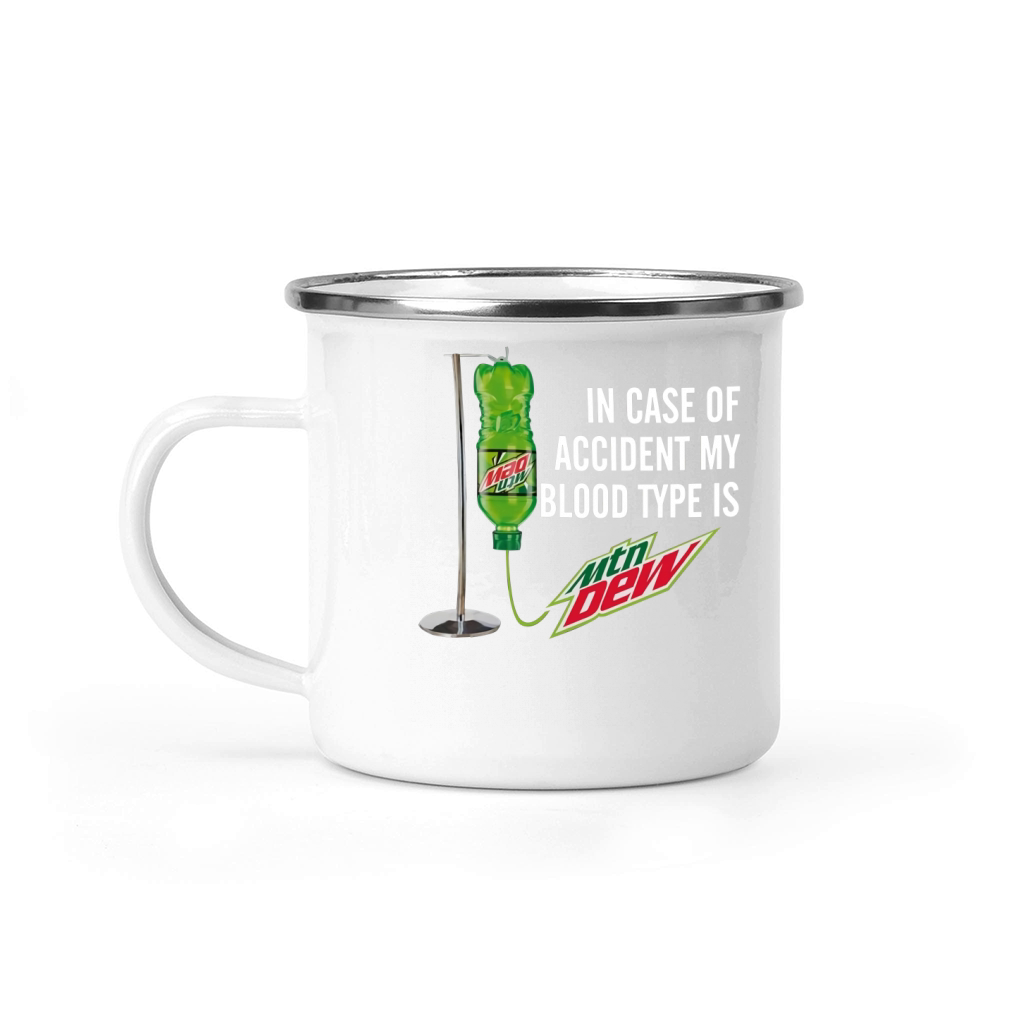 Grinch In Case Accident My Blood Type is Mountain Dew Camping Mug