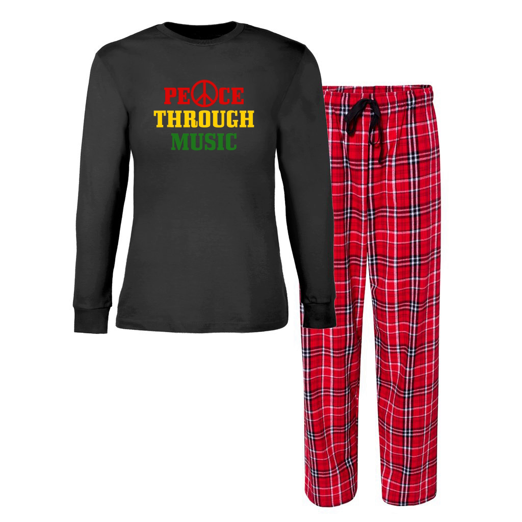 Reggae Music Peace Through Music Rastafari Rasta Geschenk Women's Christmas Pajamas
