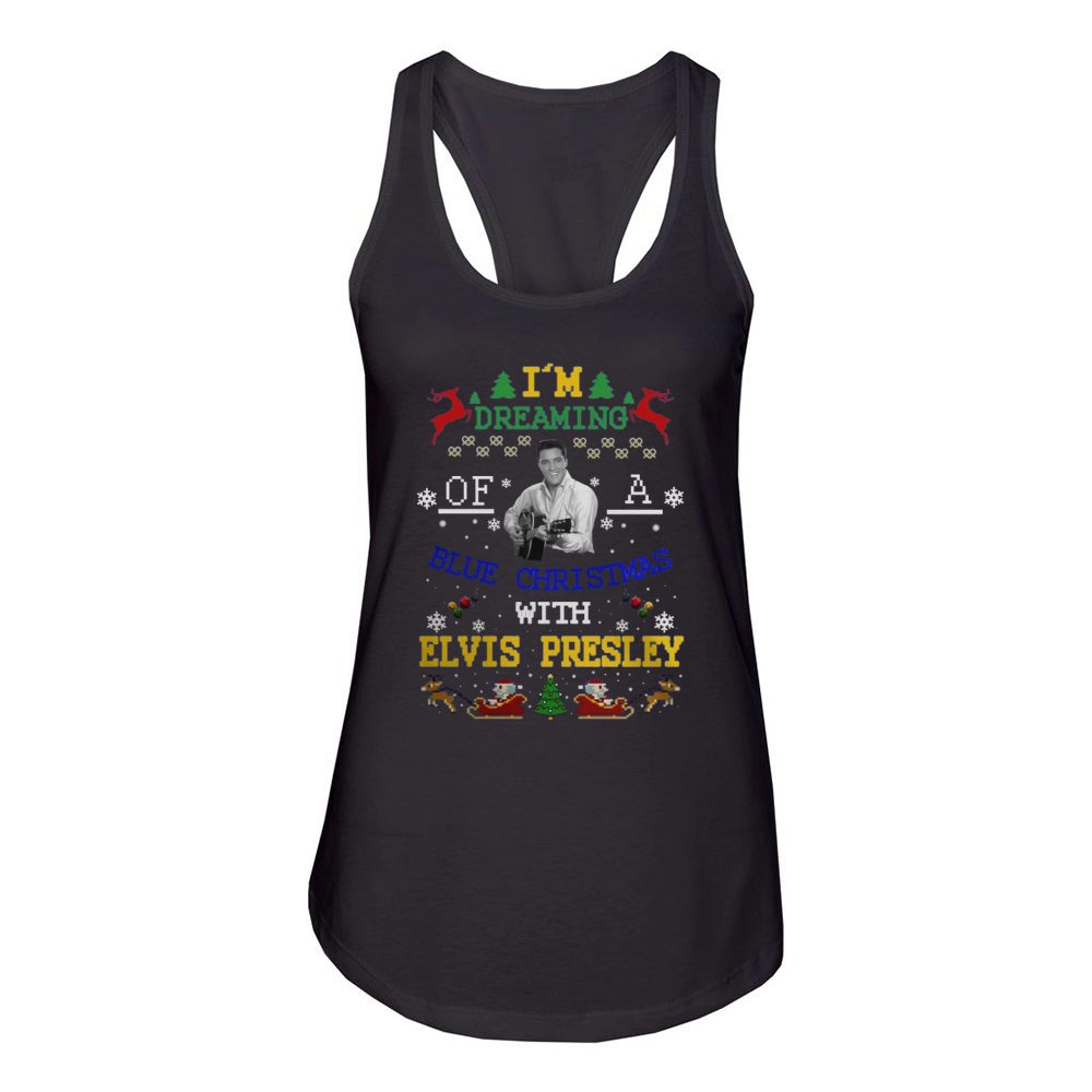 Blue Christmas with Elvis Presley Women's Racerback Tank