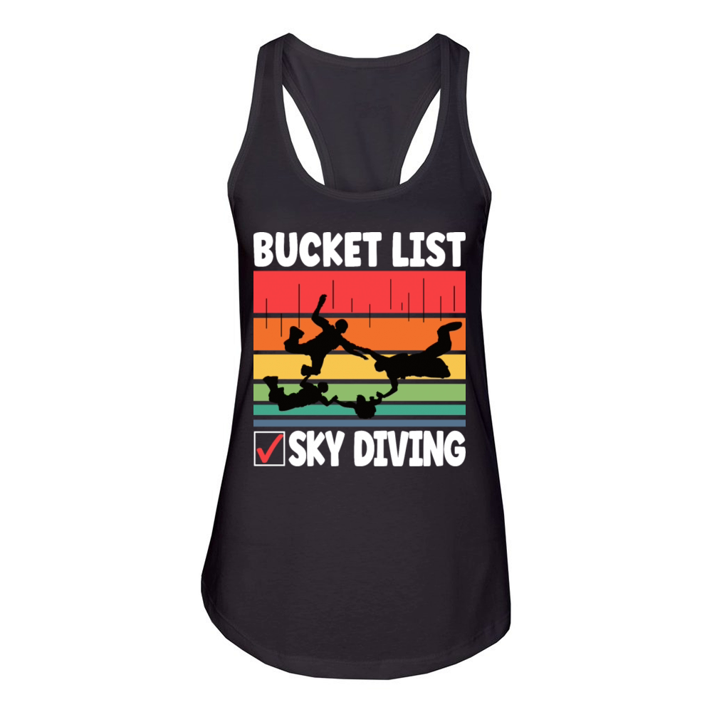 Bucket List Skydiving Funny Skydiver Skydiving Women's Racerback Tank