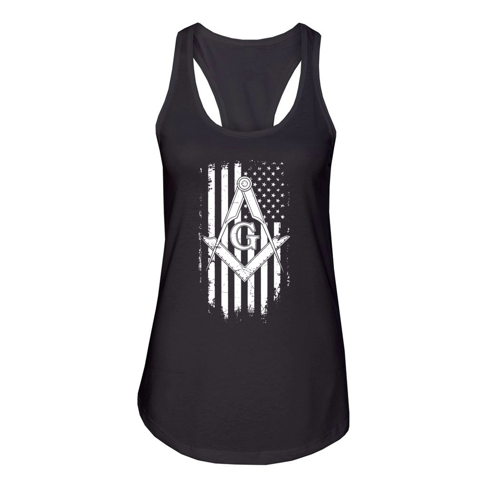 Masonic American Flag Women's Racerback Tank