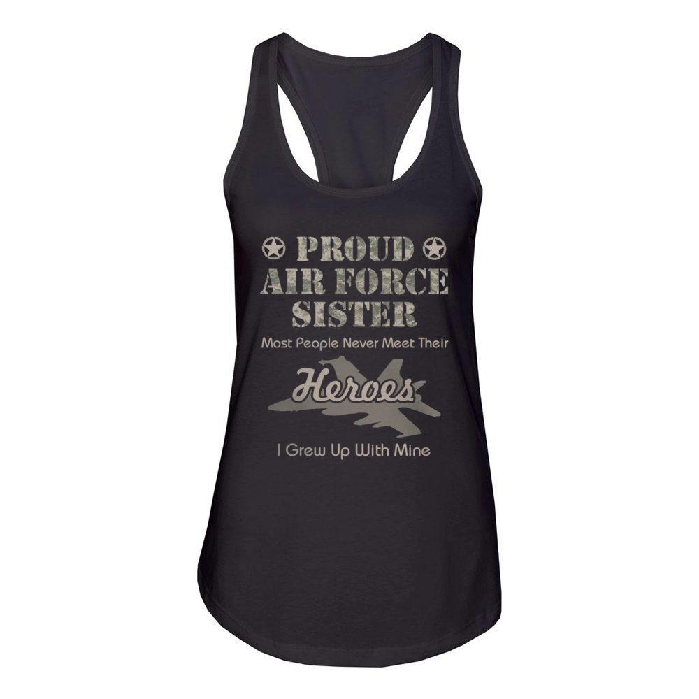 Proud Air Force Sister T-Shirt airforce sister shirt Women's Racerback Tank