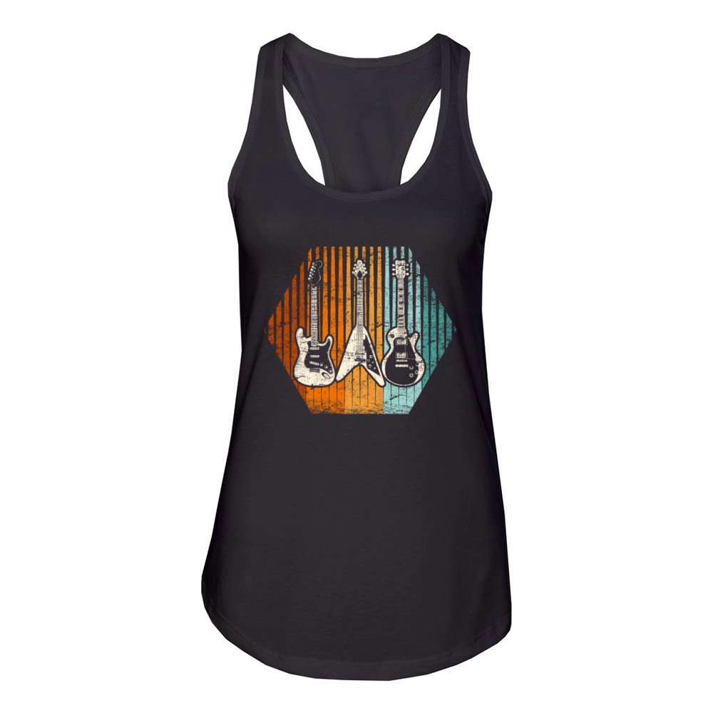 Retro Guitar Funny Guitar Lover Guitarist Vintage Women's Racerback Tank