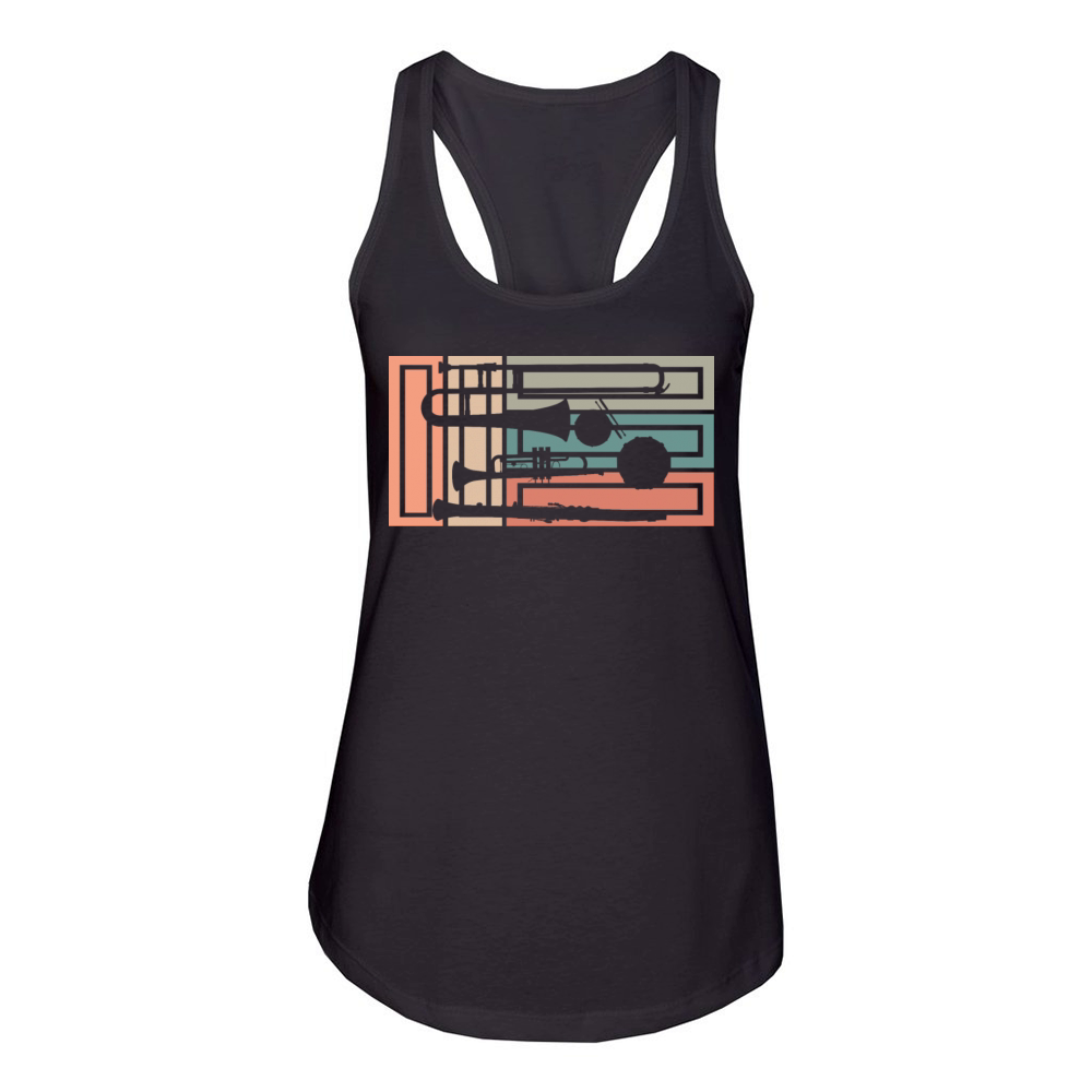 Vintage Marching Band Musician Music Instrument Women's Racerback Tank