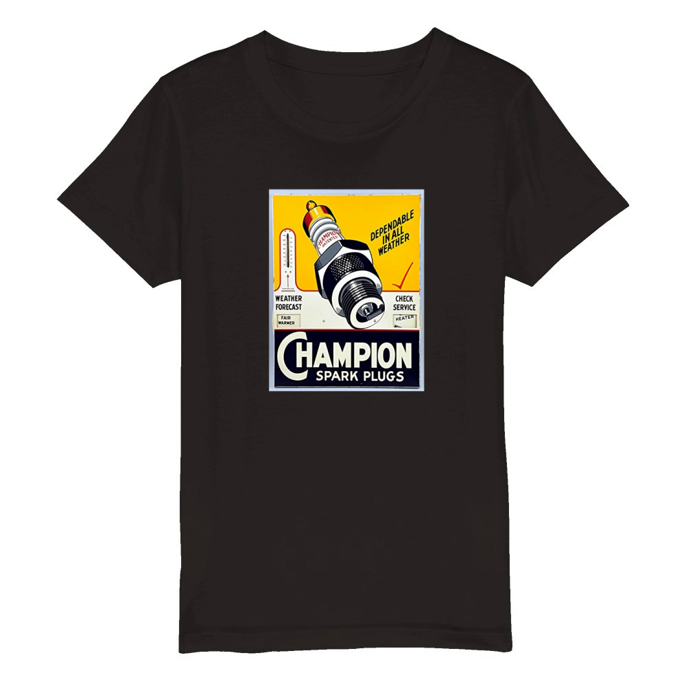 Vintage Champion Spark Plugs Shabby Chic Organic Kids Crewneck T-shirt