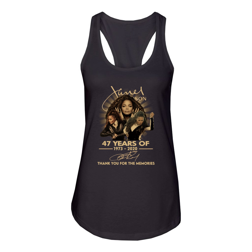 Janet Jackson 47 Years Of 1973 2020 Signature Thank You For The Memories shirt Women's Racerback Tank