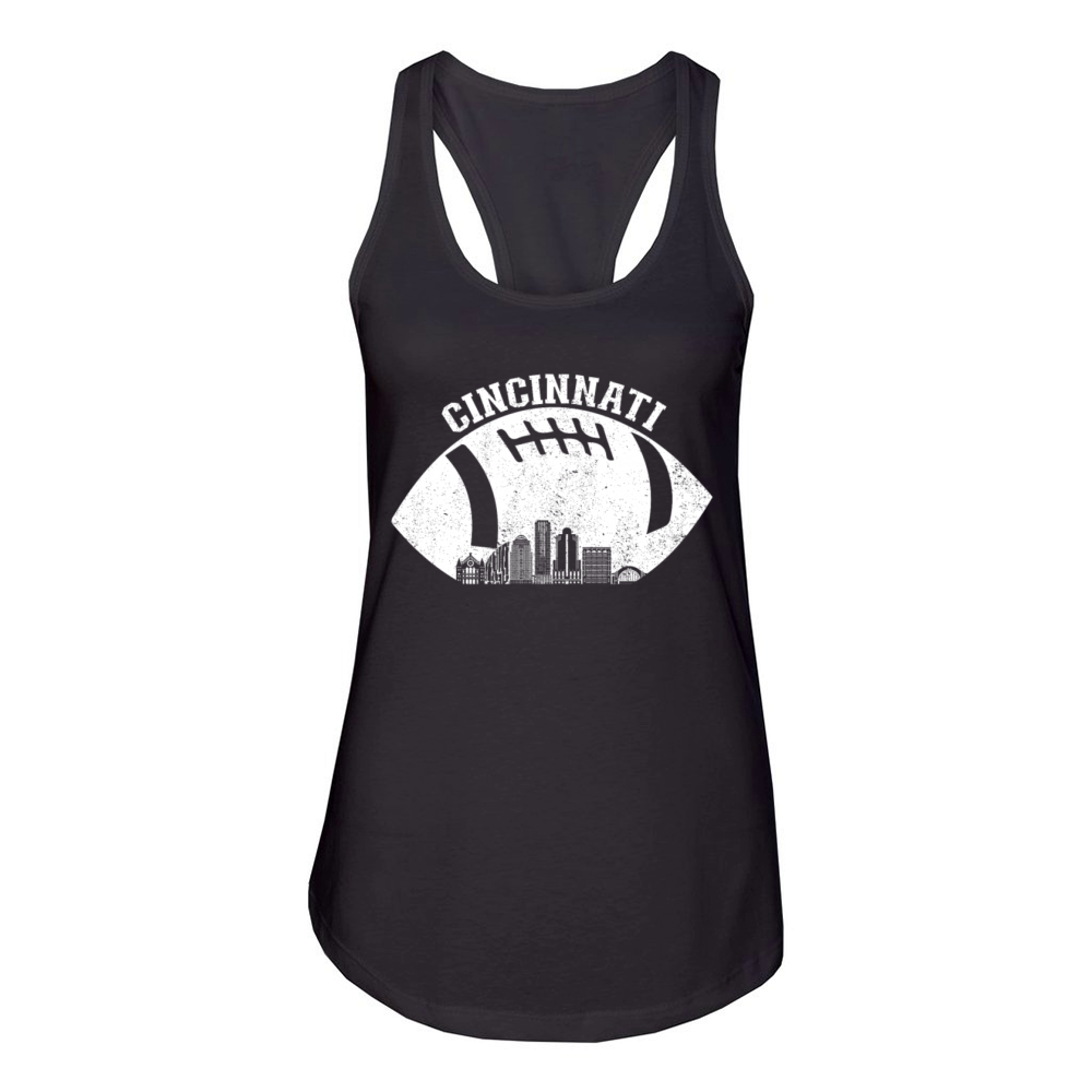 Cincinnati Skyline Football Fan Vintage Cincinnati Women's Racerback Tank