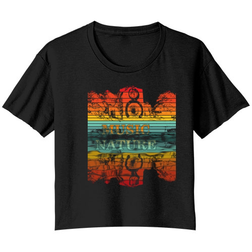 Music Nature vintage Bella Ladies Flowy Crop T-shirt