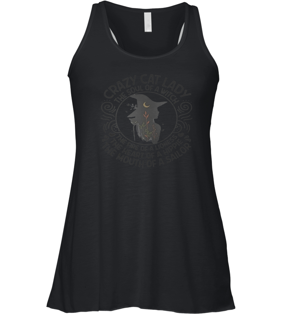 Crazy cat lady the soul of a witch the fire of a lioness the heart of a hippie Women's Flowy Tank Top