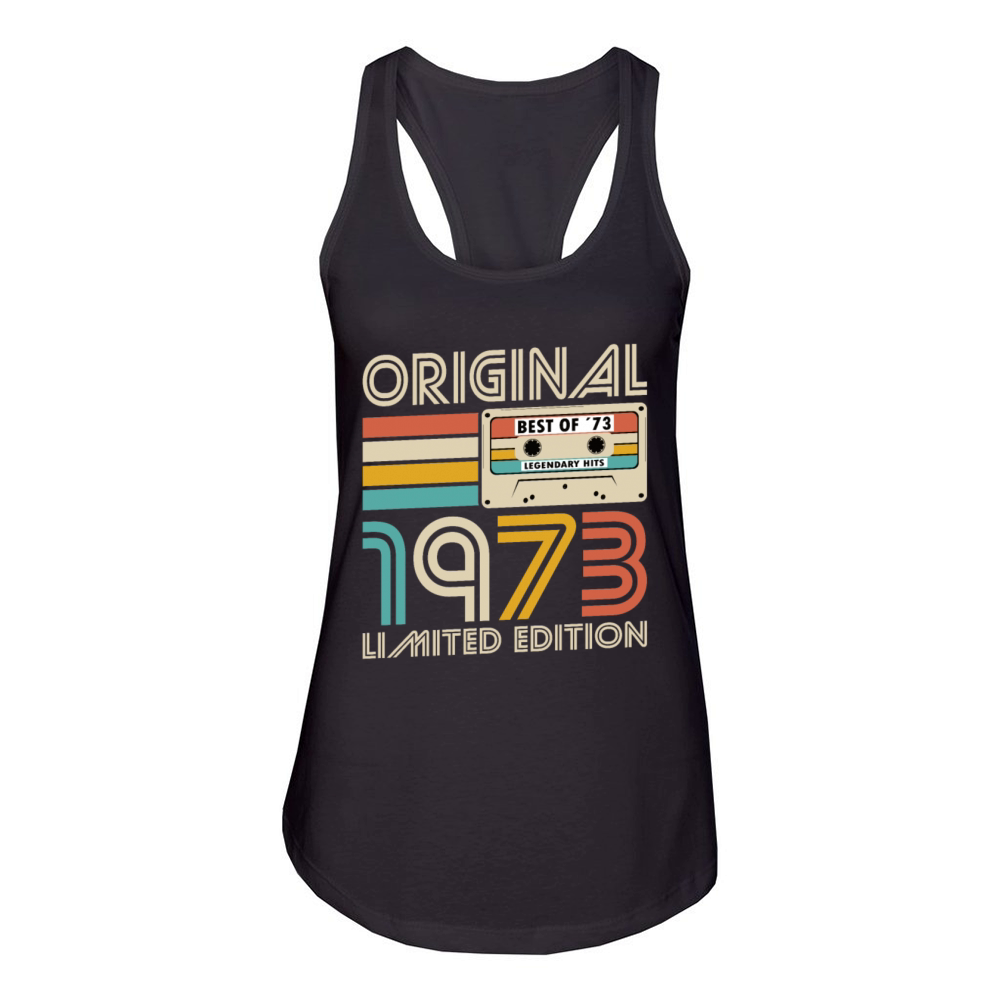 50th birthday vintage 1973 original 1973 Women's Racerback Tank