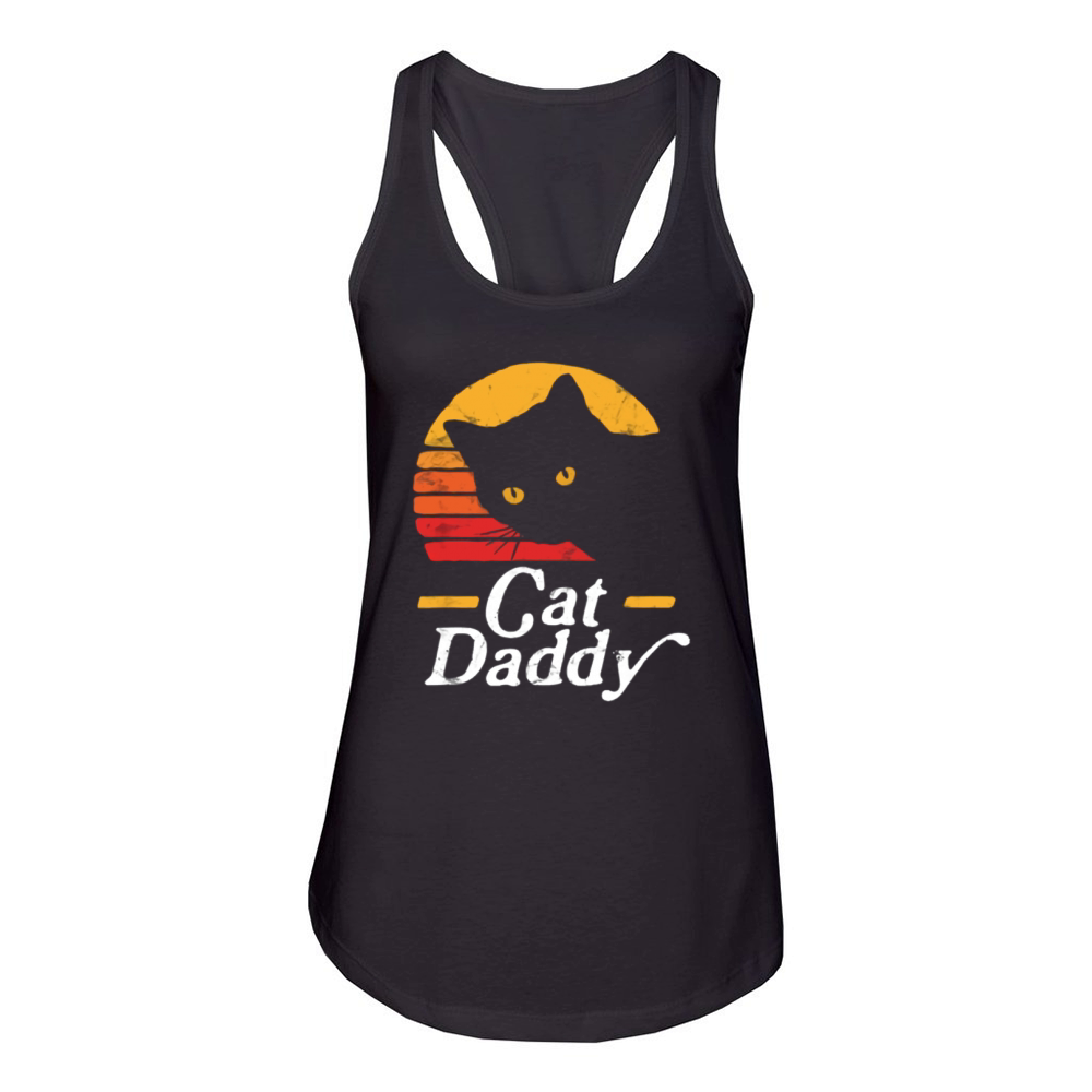 Cat Daddy Retro Vintage Sunset Cat shirt Women's Racerback Tank