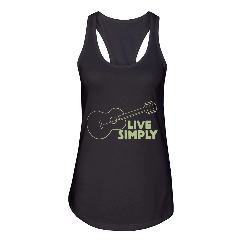 Live Simply One String Guitar T shirt Women's Racerback Tank