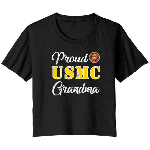 Proud US Marine Corps Grandma Bella Ladies Flowy Crop T-shirt