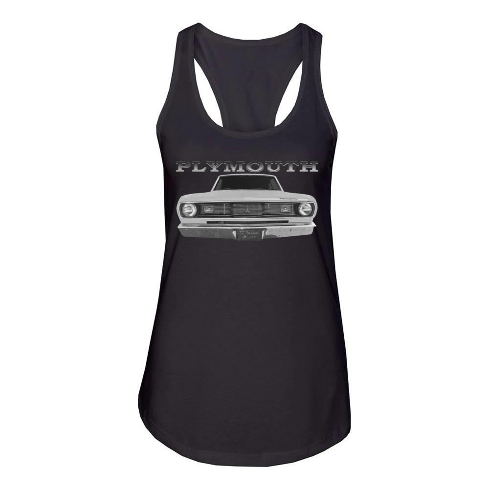 1972 Plymouth Scamp Front White Women's Racerback Tank