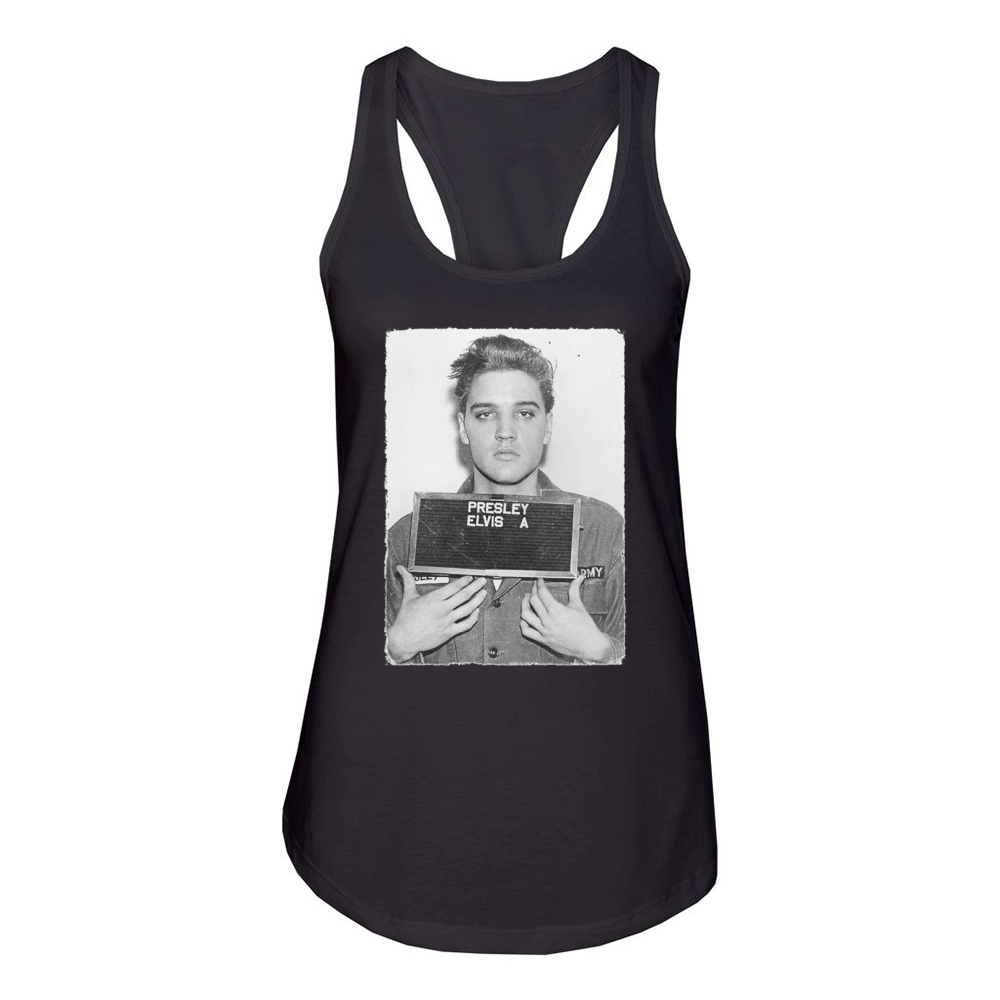 Elvis Presley Army Mug Shot Women's Racerback Tank
