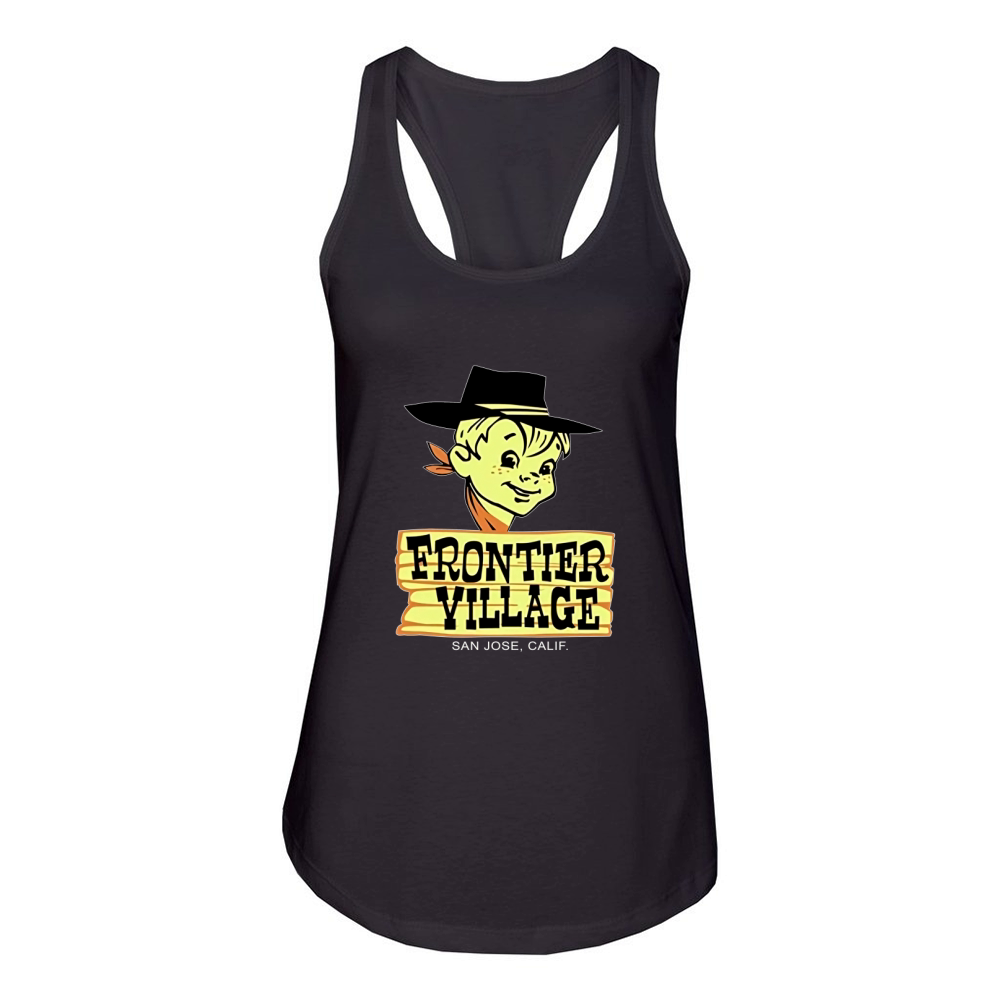 Frontier Village Amusement Park Sticker Reproduction Women's Racerback Tank